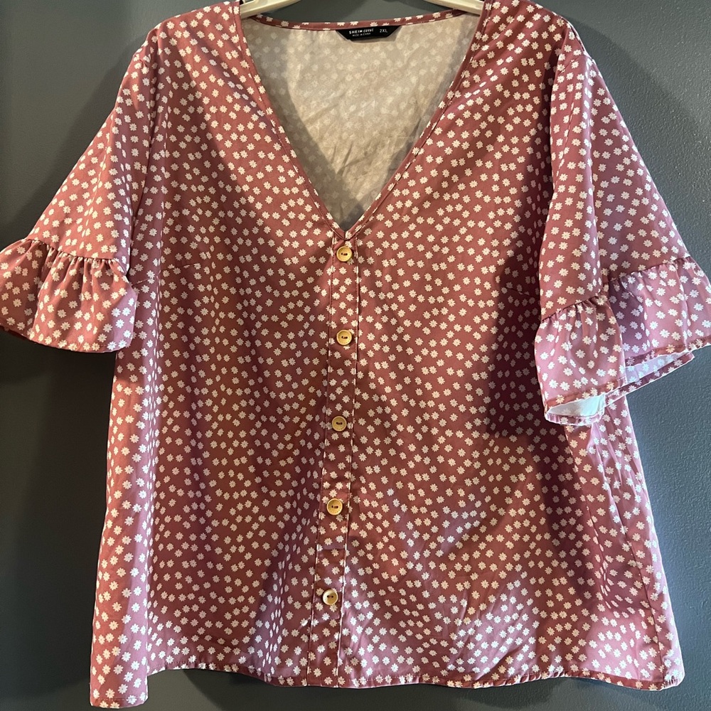 Pink with white dots blouse